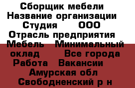 Сборщик мебели › Название организации ­ Студия 71 , ООО › Отрасль предприятия ­ Мебель › Минимальный оклад ­ 1 - Все города Работа » Вакансии   . Амурская обл.,Свободненский р-н